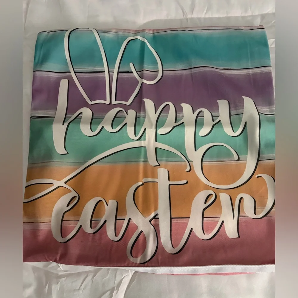 Colorful Faith Graphic Pillowcase Set - Pastel Stripes & Floral Cross